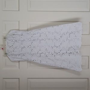 Lilly Pulitzer white eyelet strapless Mini dress sz 0 Coquette Romantic